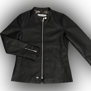 Women’s Nine West faux leather Racer Jacket polyester/lightweight, dry clean